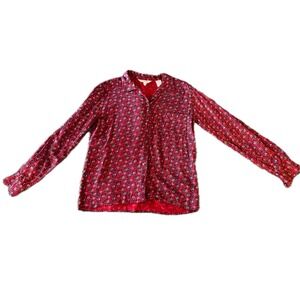 Vintage 70s Brooks Brothers Women Button Down Shirt Red Floral Ditsy Whimsy Sz 8
